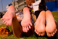 fashionably barefoot